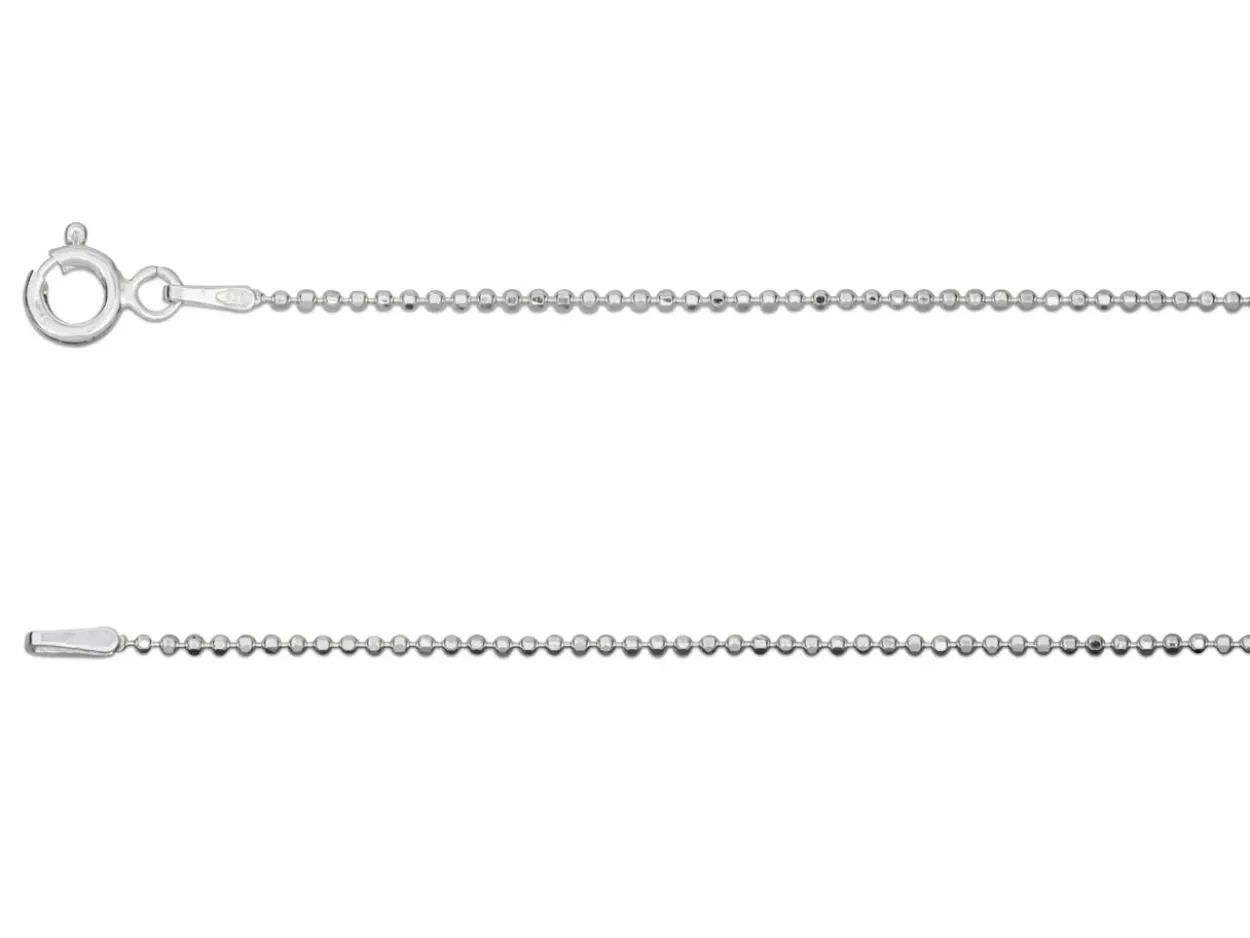 Sterling Silver 1.2mm Diamond Cut Ball Chain 20"/50cm Unhallmarked 100% Recycled Silver