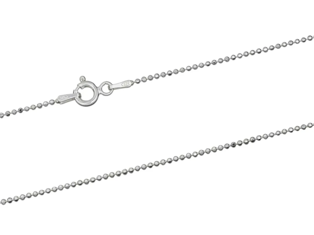 Sterling Silver 1.2mm Diamond Cut Ball Chain 16"/40cm Unhallmarked 100% Recycled Silver