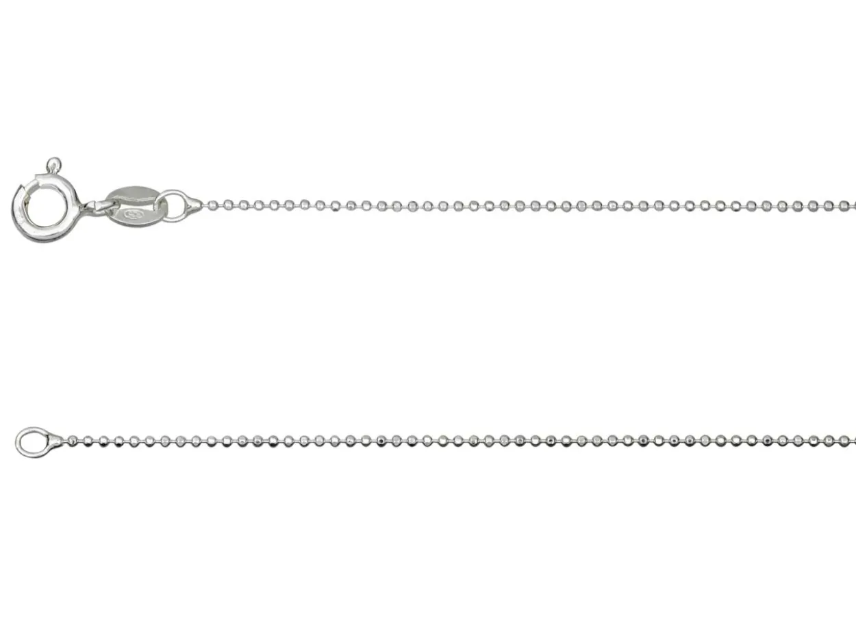 Sterling Silver 1.0mm Diamond Cut Ball Chain 20"/50cm Unhallmarked 100% Recycled Silver