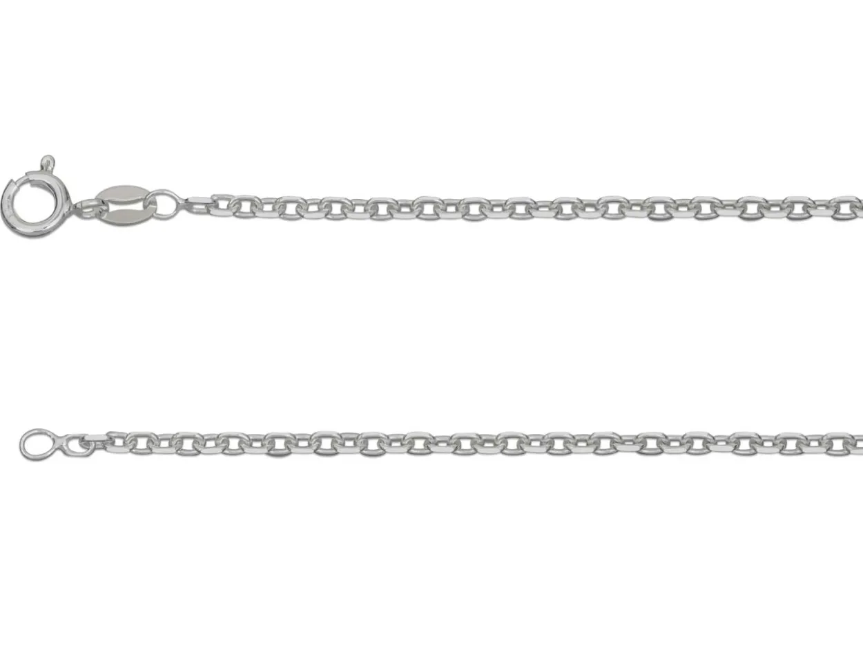 Sterling Silver 1.9mm Diamond Cut Oval Belcher Chain 20"/50cm Unhallmarked 100% Recycled Silver