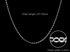 Sterling Silver 2.2mm Diamond Cut Oval Belcher Chain 22