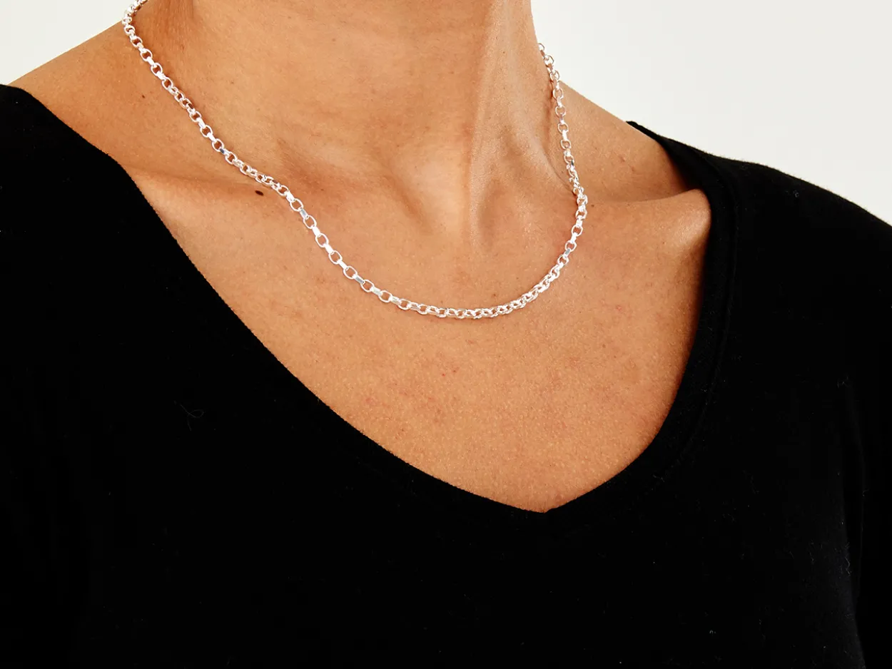 Sterling Silver 3.1mm Diamond Cut Oval Belcher Chain 18"/45cm Hallmarked, 100% Recycled Silver