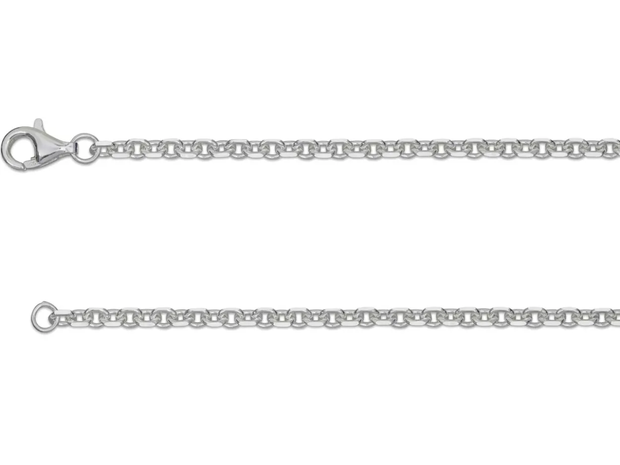 Sterling Silver 2.3mm Diamond Cut Oval Belcher Chain 22"/55cm Hallmarked, 100% Recycled Silver
