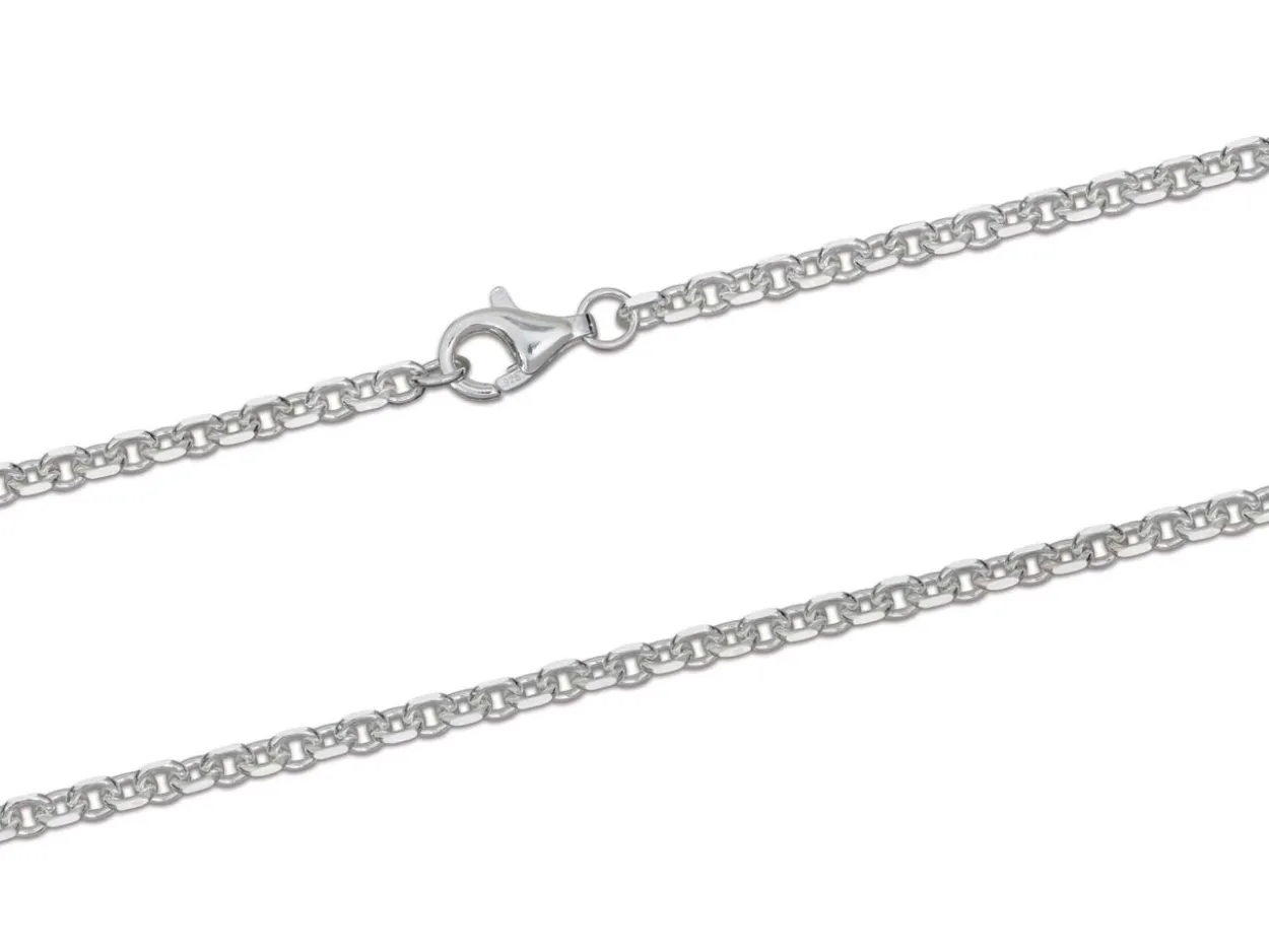 Sterling Silver 2.3mm Diamond Cut Oval Belcher Chain 22"/55cm Hallmarked, 100% Recycled Silver
