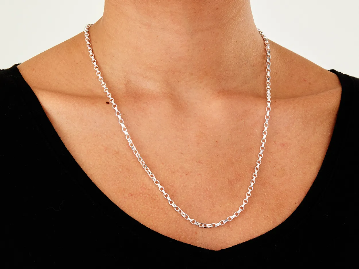 Sterling Silver 3.1mm Diamond Cut Oval Belcher Chain 22"/55cm Hallmarked, 100% Recycled Silver