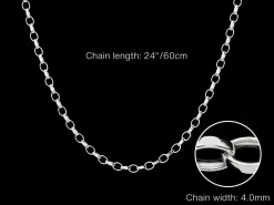 Sterling Silver 4.0mm Diamond Cut Oval Belcher Chain 24