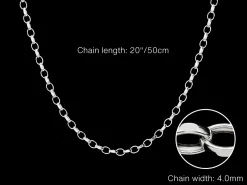 Sterling Silver 4.0mm Diamond Cut Oval Belcher Chain 20