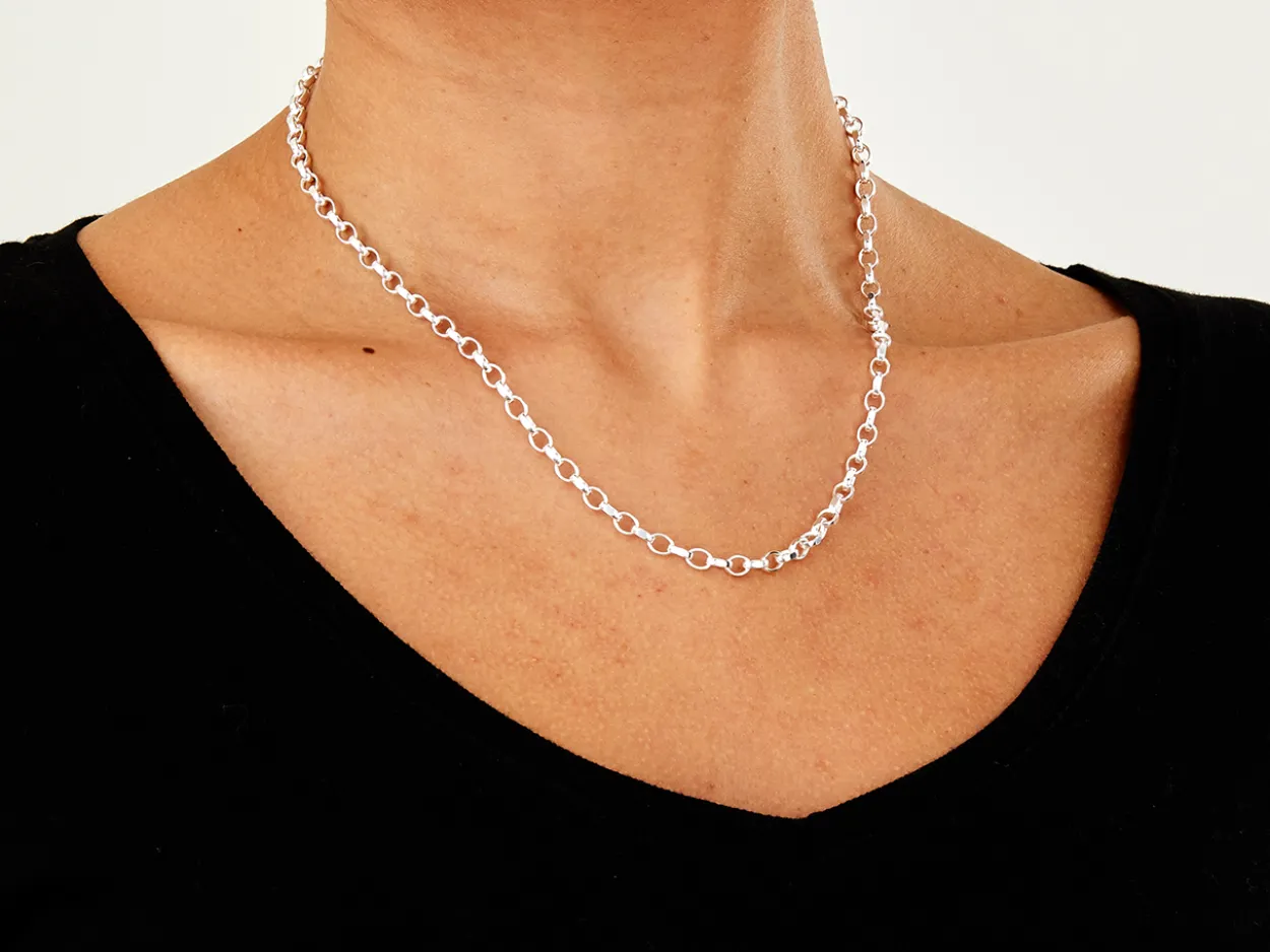 Sterling Silver 4.0mm Diamond Cut Oval Belcher Chain 18"/45cm Hallmarked, 100% Recycled Silver