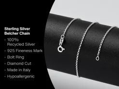 Sterling Silver 1.4mm Diamond Cut Round Belcher Chain 30"/76cm Unhallmarked 100% Recycled Silver