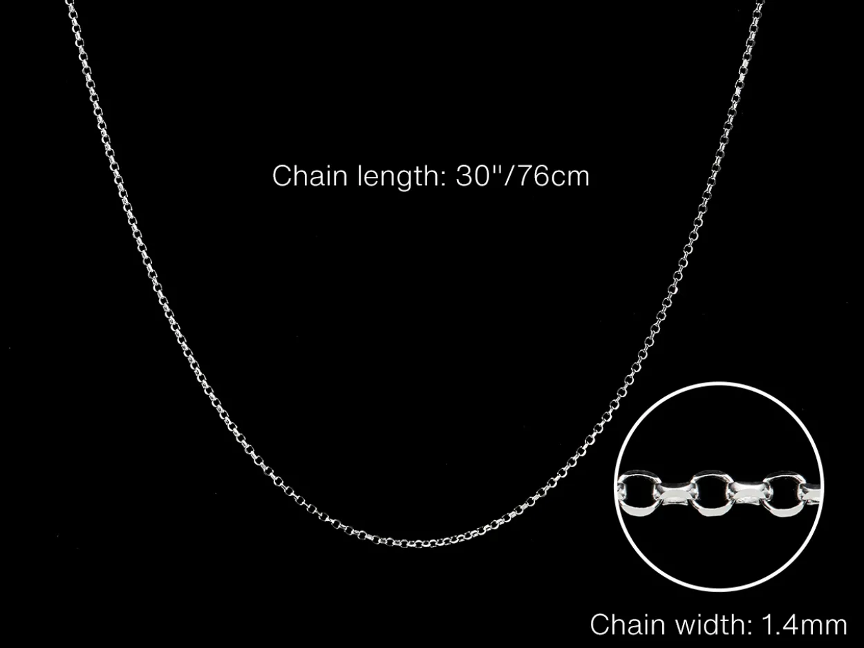 Sterling Silver 1.4mm Diamond Cut Round Belcher Chain 30"/76cm Unhallmarked 100% Recycled Silver