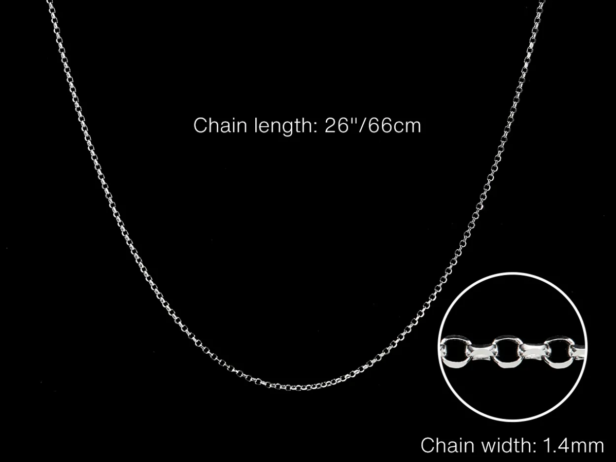 Sterling Silver 1.4mm Diamond Cut Round Belcher Chain 26"/66cm Unhallmarked 100% Recycled Silver