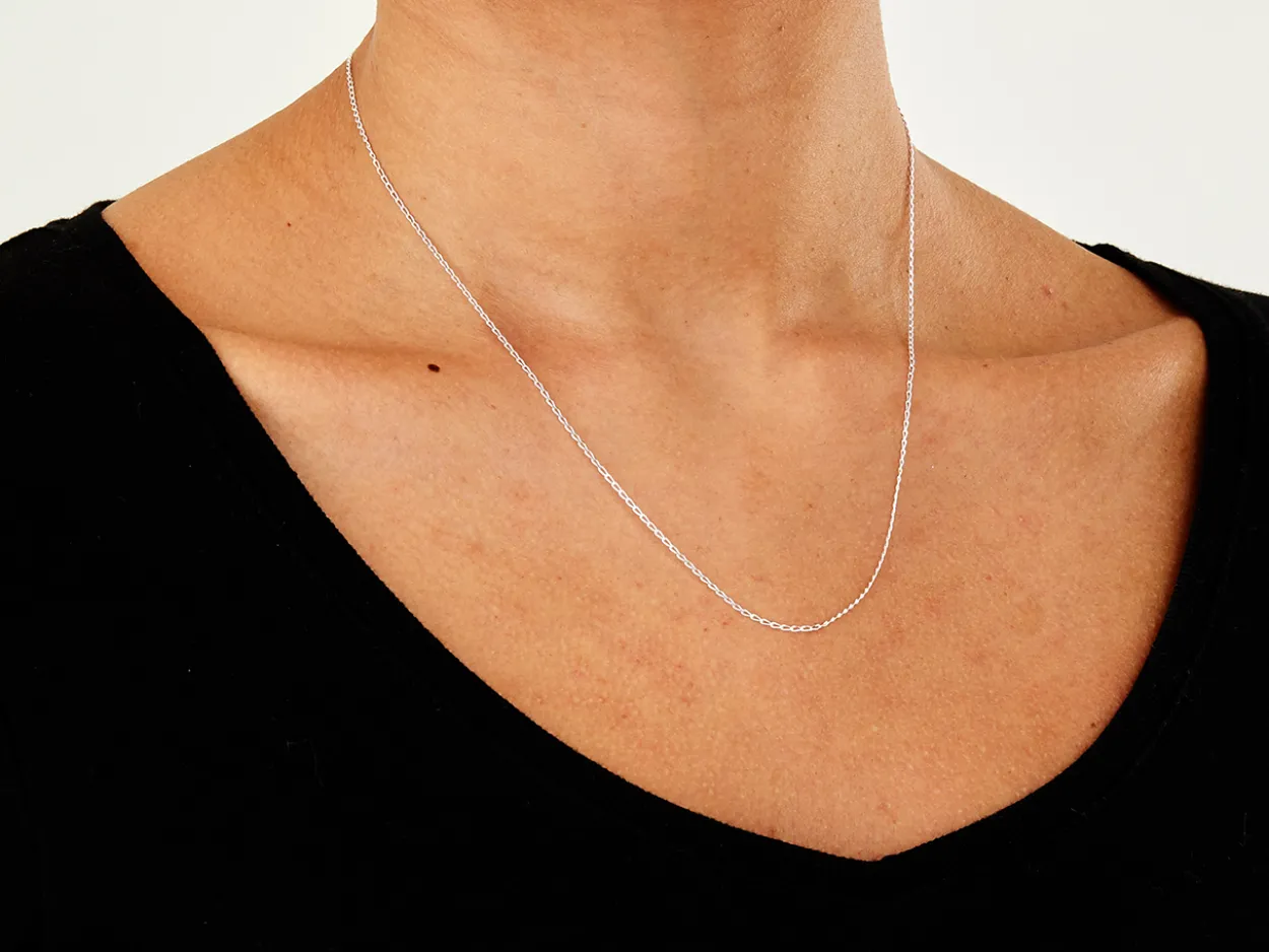 Sterling Silver 1.0mm Diamond Cut Curb Chain 18"/45cm Unhallmarked 100% Recycled Silver