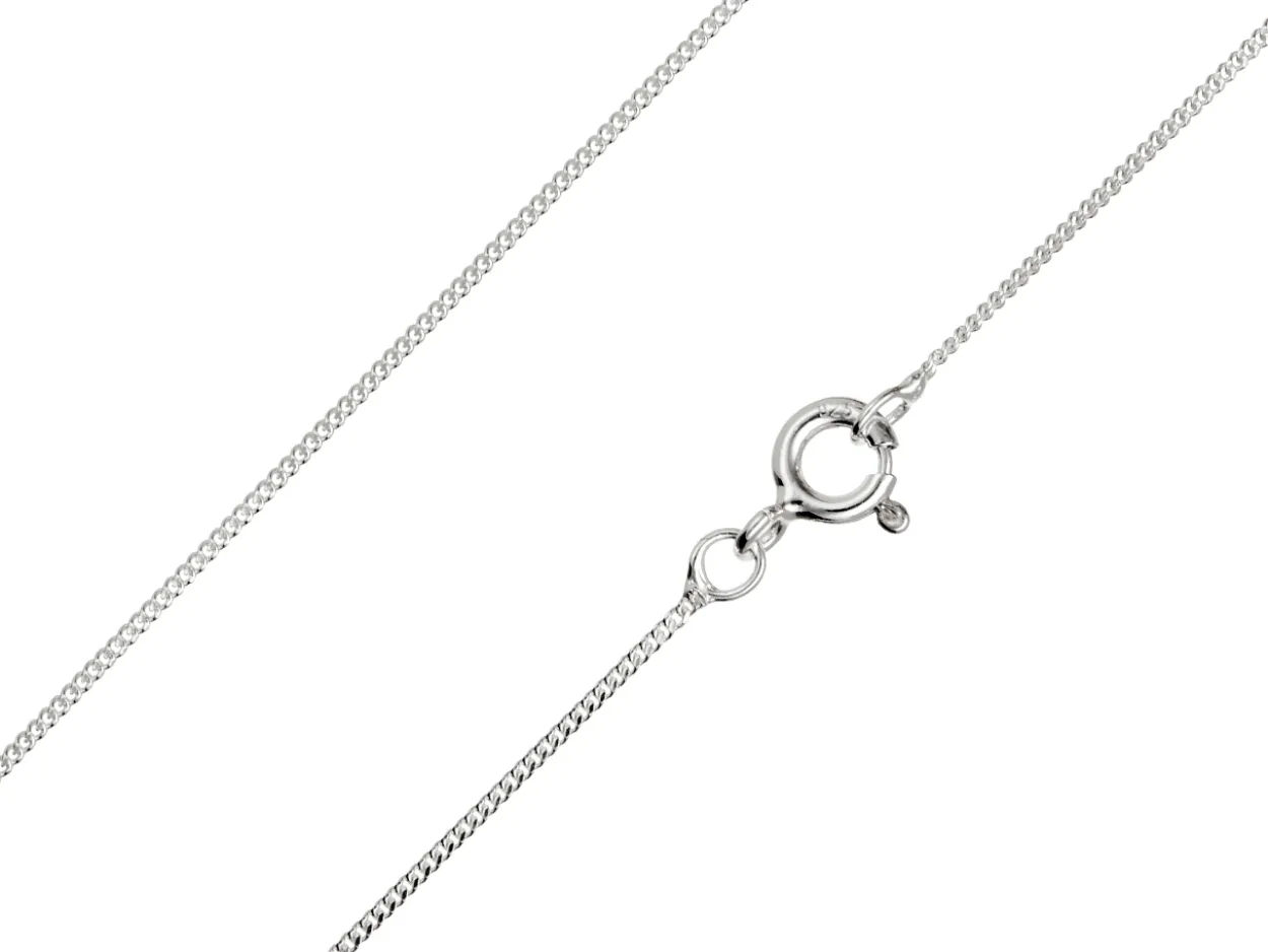Sterling Silver 0.9mm Diamond Cut Curb Chain 20"/50cm Unhallmarked 100% Recycled Silver