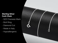 Sterling Silver 0.9mm Diamond Cut Curb Chain 20"/50cm Unhallmarked 100% Recycled Silver