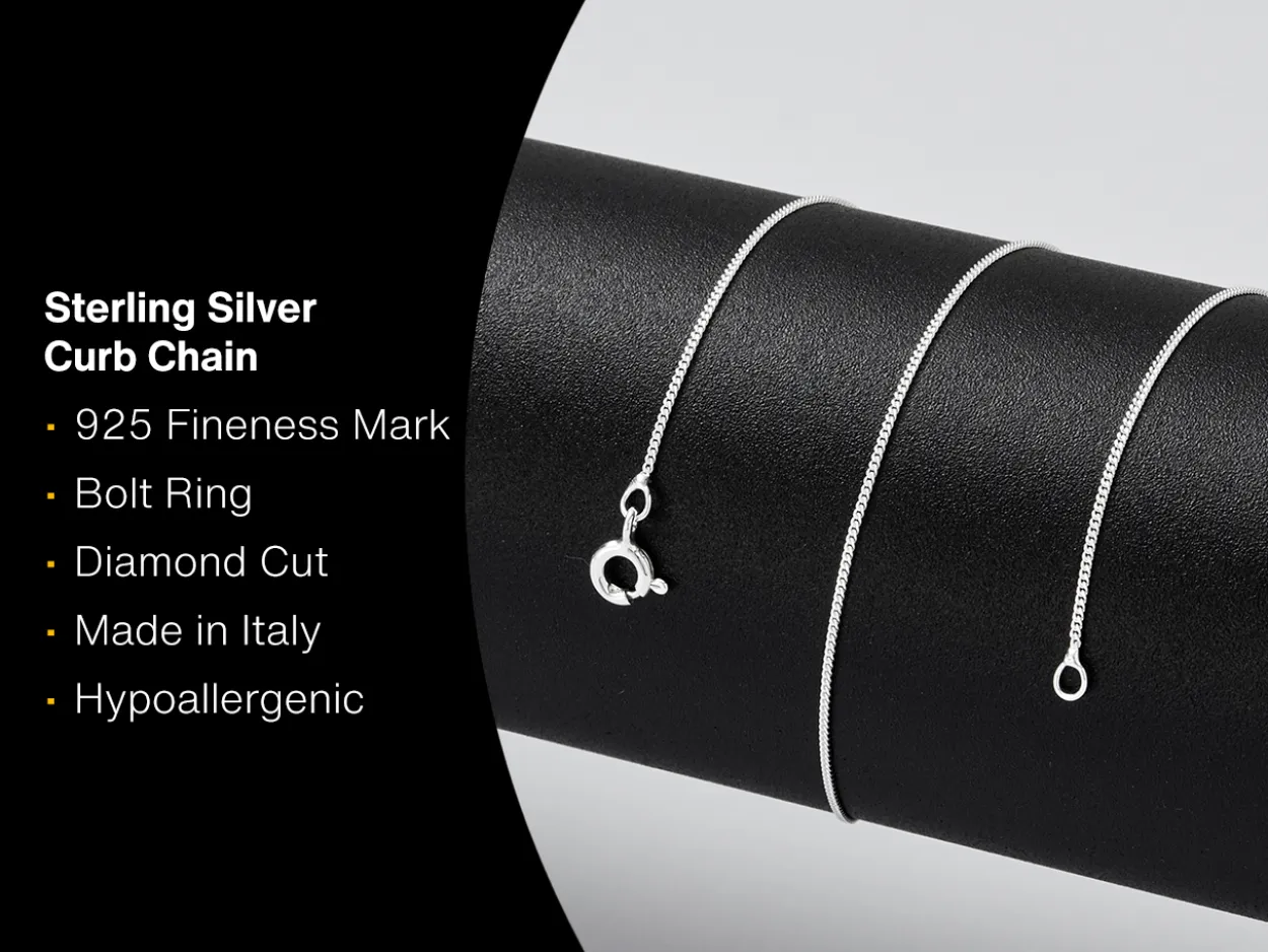Sterling Silver 0.9mm Diamond Cut Curb Chain 20"/50cm Unhallmarked 100% Recycled Silver