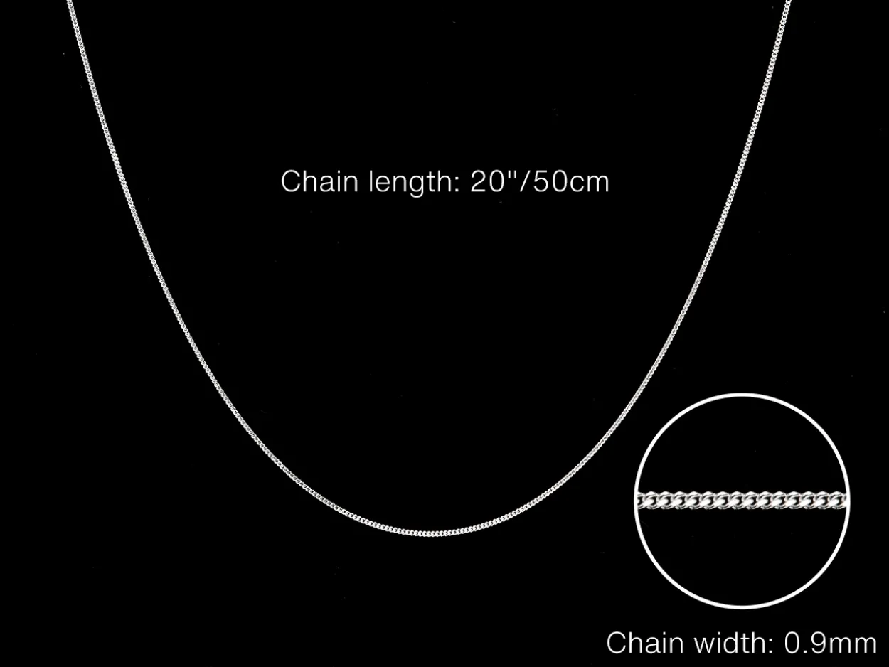 Sterling Silver 0.9mm Diamond Cut Curb Chain 20"/50cm Unhallmarked 100% Recycled Silver