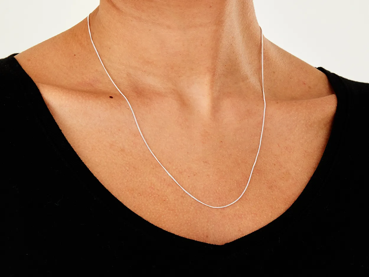 Sterling Silver 0.9mm Diamond Cut Curb Chain 20"/50cm Unhallmarked 100% Recycled Silver