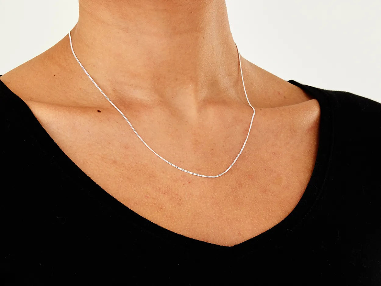 Sterling Silver 1.1mm Diamond Cut Curb Chain 18"/45cm Unhallmarked 100% Recycled Silver