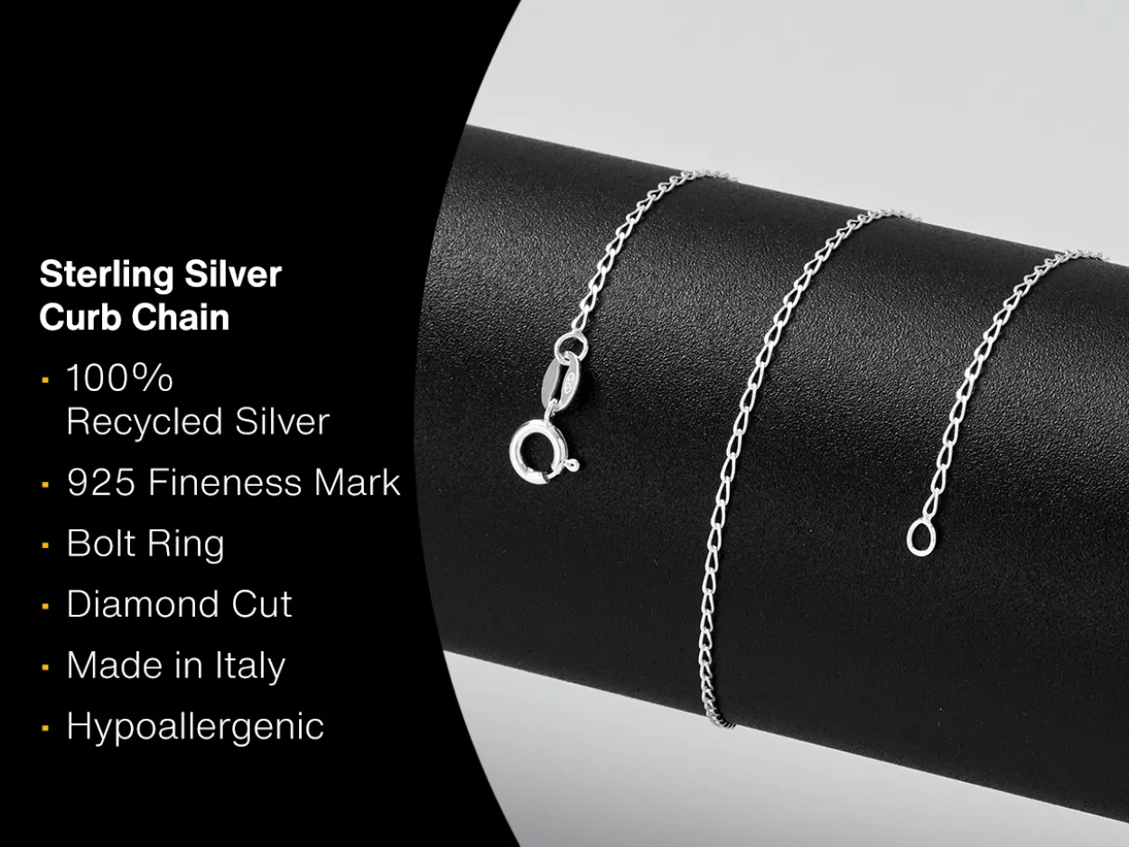 Sterling Silver 1.0mm Diamond Cut Curb Chain 20"/50cm Unhallmarked 100% Recycled Silver