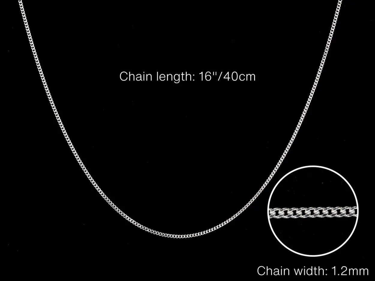 Sterling Silver 1.2mm Diamond Cut Curb Chain 16"/40cm Unhallmarked 100% Recycled Silver