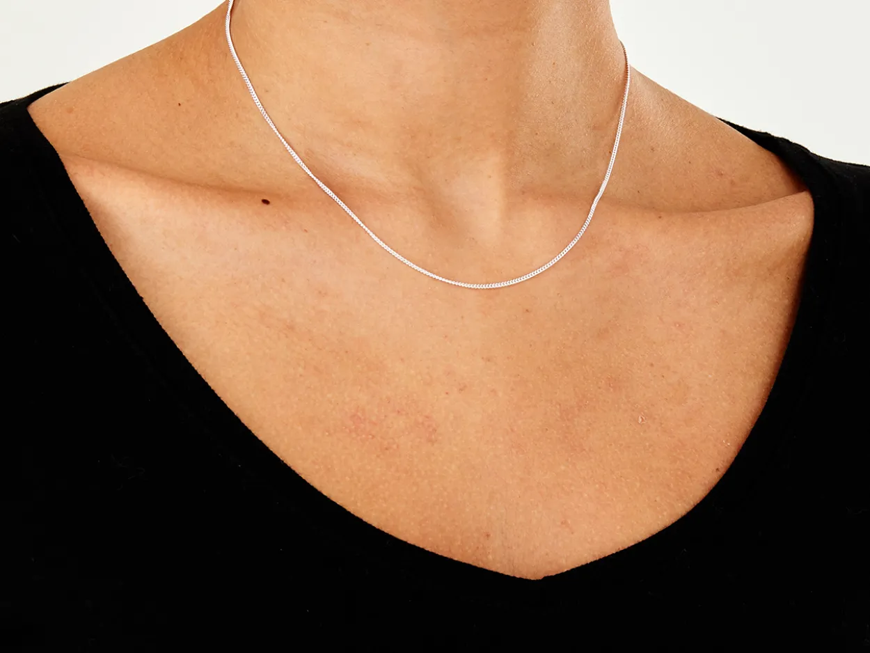 Sterling Silver 1.2mm Diamond Cut Curb Chain 16"/40cm Unhallmarked 100% Recycled Silver