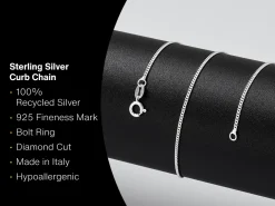 Sterling Silver 1.2mm Diamond Cut Curb Chain 20"/50cm Unhallmarked 100% Recycled Silver