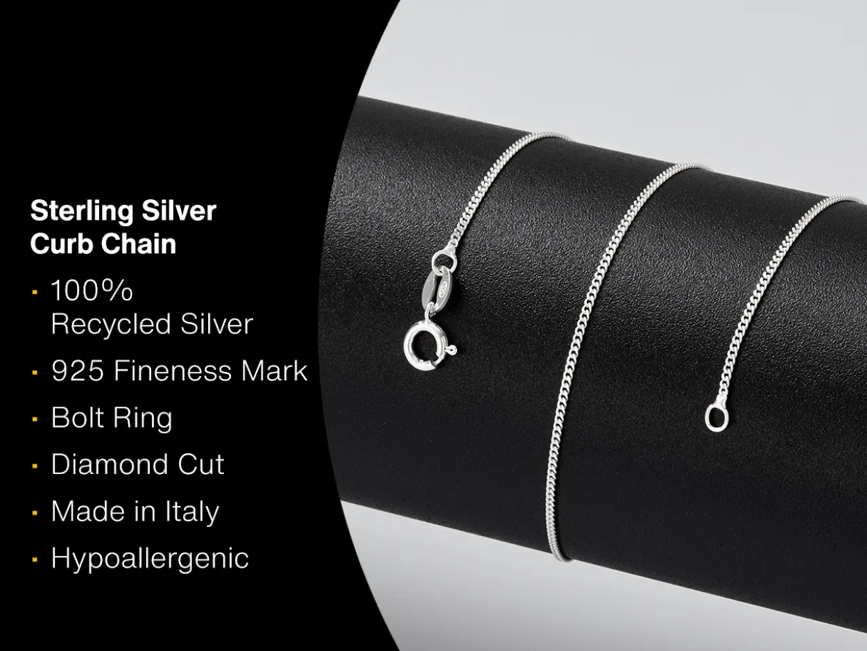 Sterling Silver 1.1mm Diamond Cut Curb Chain 20"/50cm Unhallmarked 100% Recycled Silver