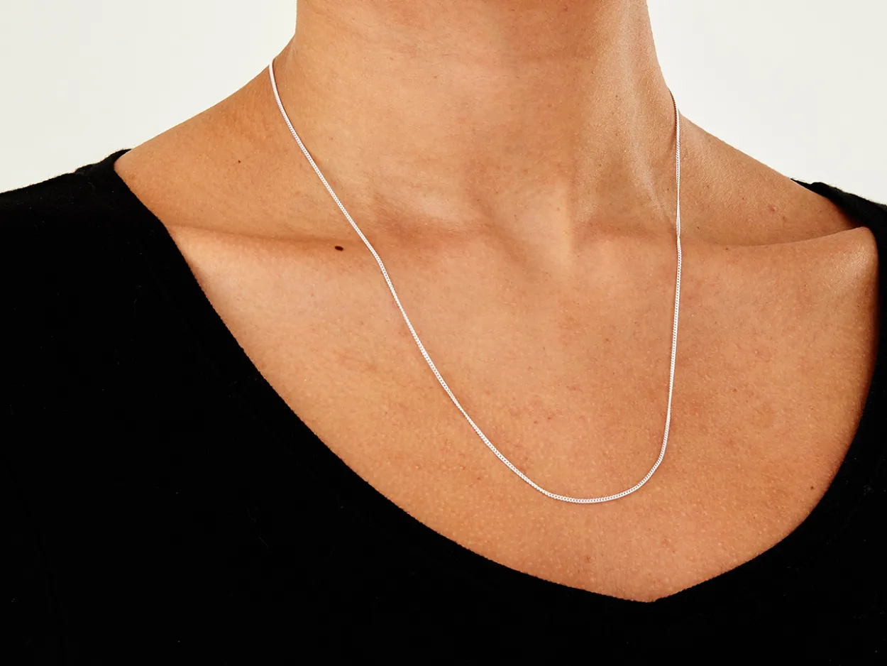 Sterling Silver 1.1mm Diamond Cut Curb Chain 20"/50cm Unhallmarked 100% Recycled Silver