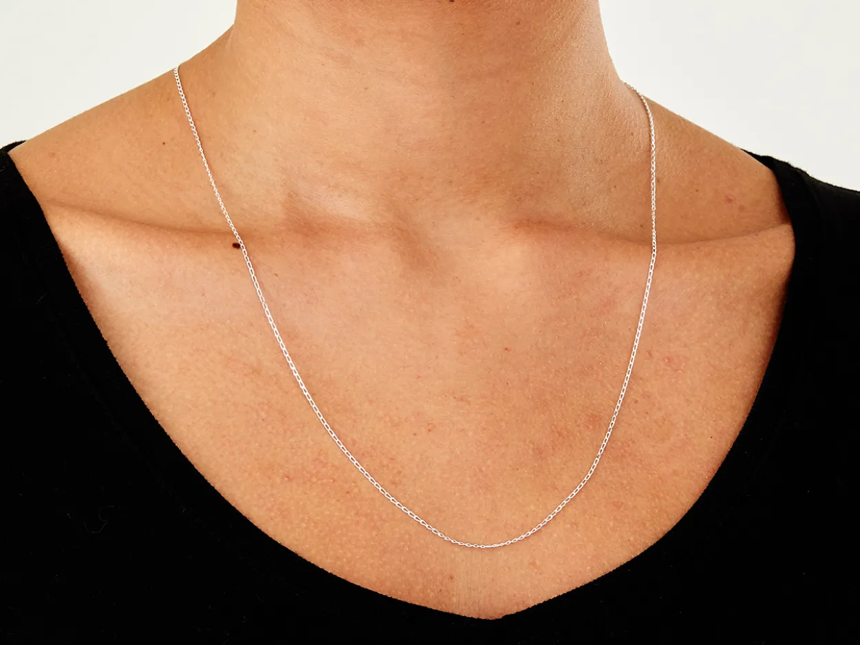 Sterling Silver 1.0mm Diamond Cut Curb Chain 22"/55cm Unhallmarked 100% Recycled Silver