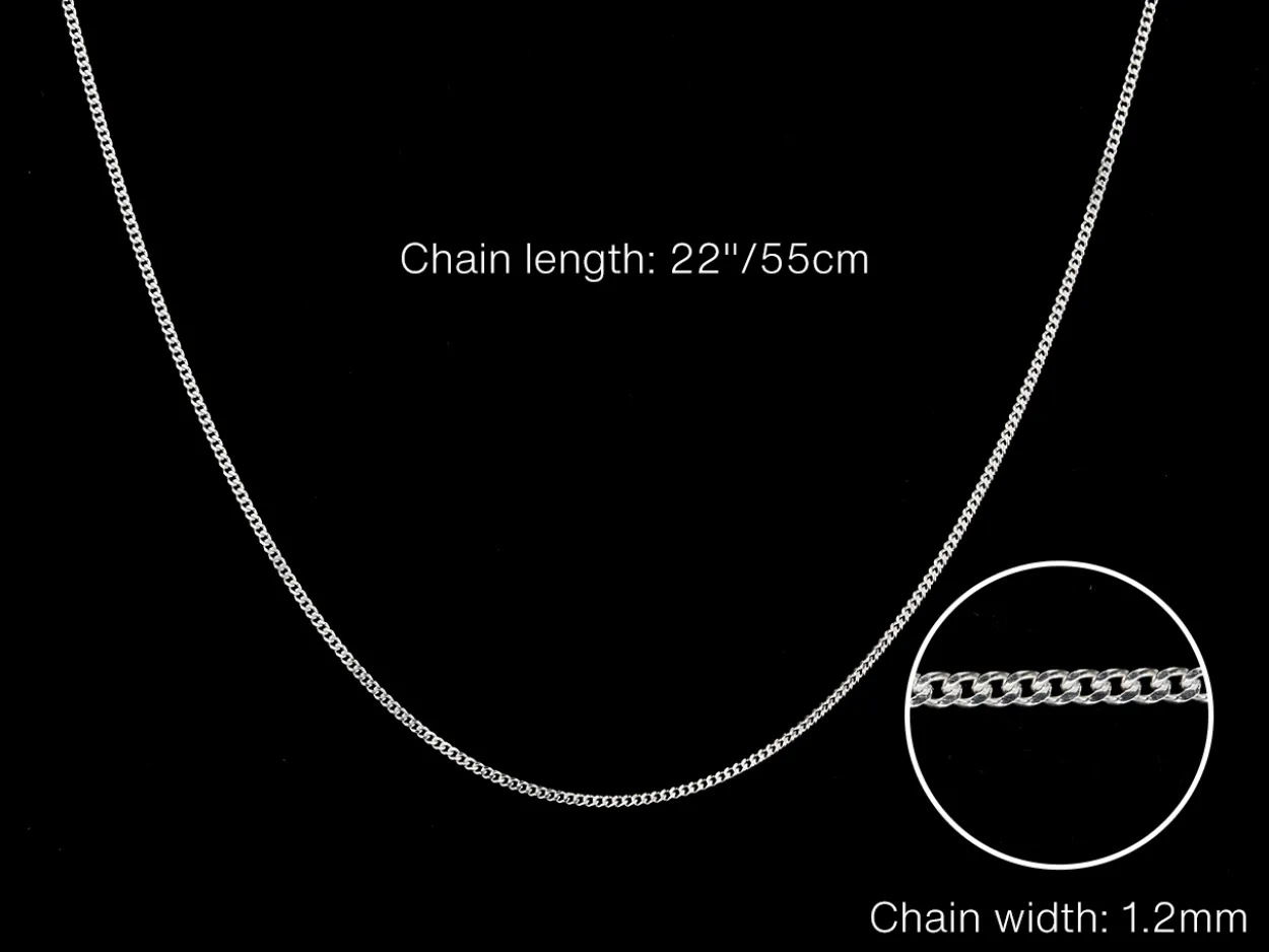Sterling Silver 1.2mm Diamond Cut Curb Chain 22"/55cm Unhallmarked 100% Recycled Silver