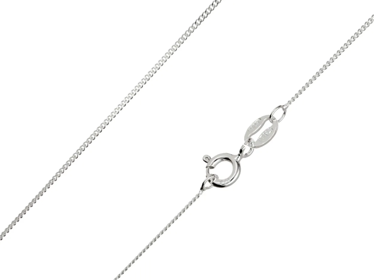 Sterling Silver 1.0mm Diamond Cut Curb Chain With Extender 18-20"/45-50cm Unhallmarked