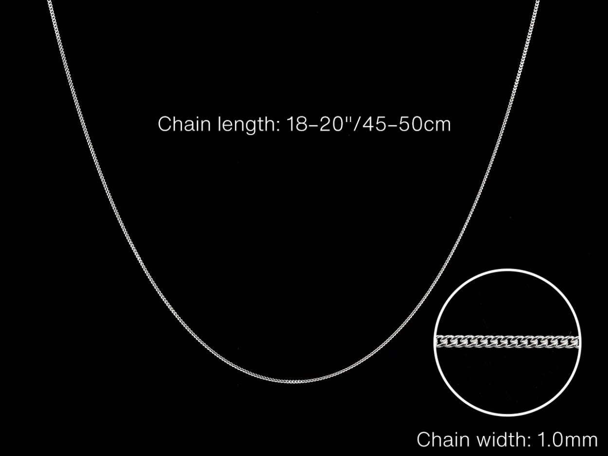 Sterling Silver 1.0mm Diamond Cut Curb Chain With Extender 18-20"/45-50cm Unhallmarked