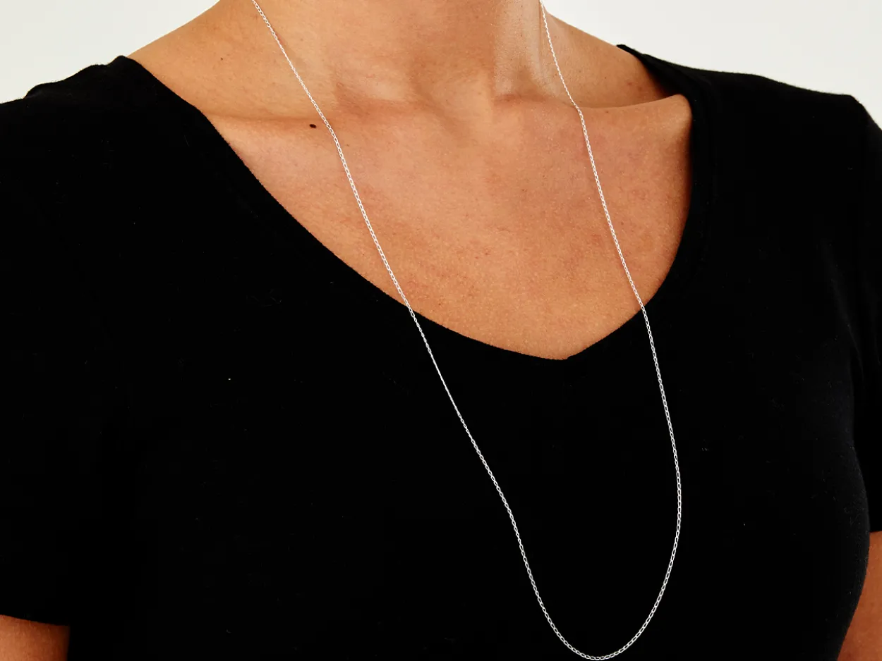 Sterling Silver 1.0mm Diamond Cut Curb Chain 30"/76cm Unhallmarked 100% Recycled Silver
