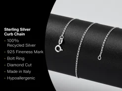 Sterling Silver 1.0mm Diamond Cut Curb Chain 26"/66cm Unhallmarked 100% Recycled Silver
