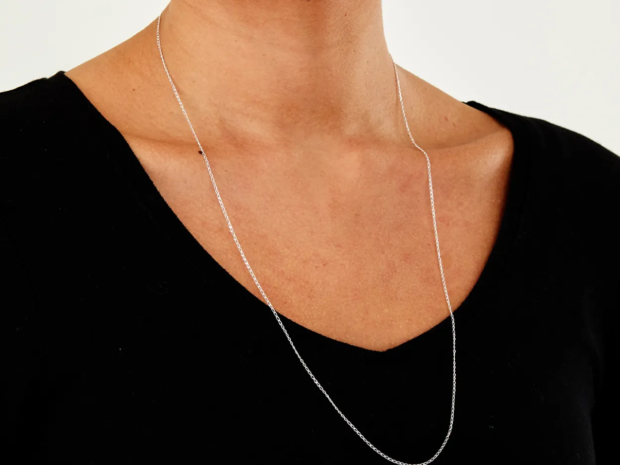 Sterling Silver 1.0mm Diamond Cut Curb Chain 26"/66cm Unhallmarked 100% Recycled Silver