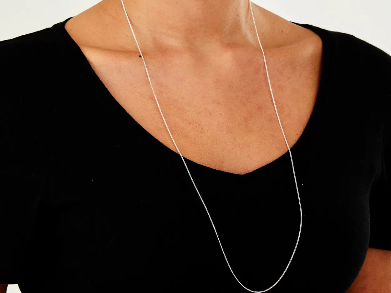 Sterling Silver 1.1mm Diamond Cut Curb Chain 30"/76cm Unhallmarked 100% Recycled Silver