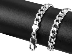 Sterling Silver 6.5mm Diamond Cut Metric Curb Bracelet 8.5
