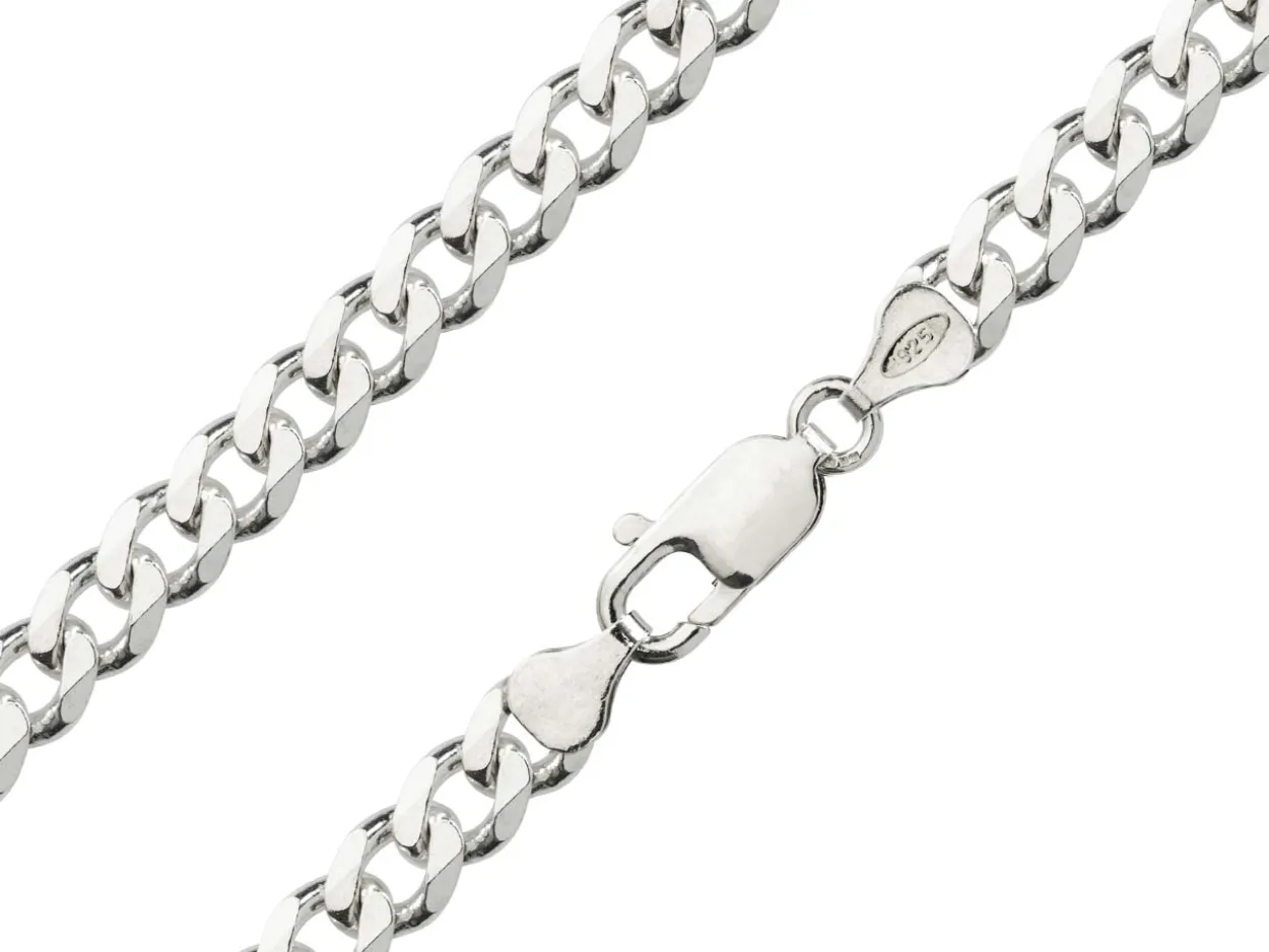 Sterling Silver 6.5mm Diamond Cut Metric Curb Chain 20"/50cm Hallmarked