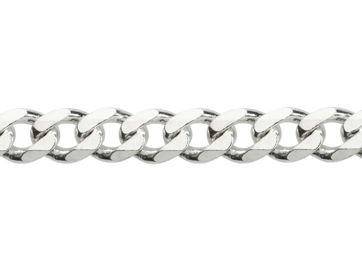Sterling Silver 6.5mm Diamond Cut Metric Curb Chain 20"/50cm Hallmarked
