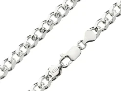 Sterling Silver 7.6mm Diamond Cut Metric Curb Chain 20"/50cm Hallmarked