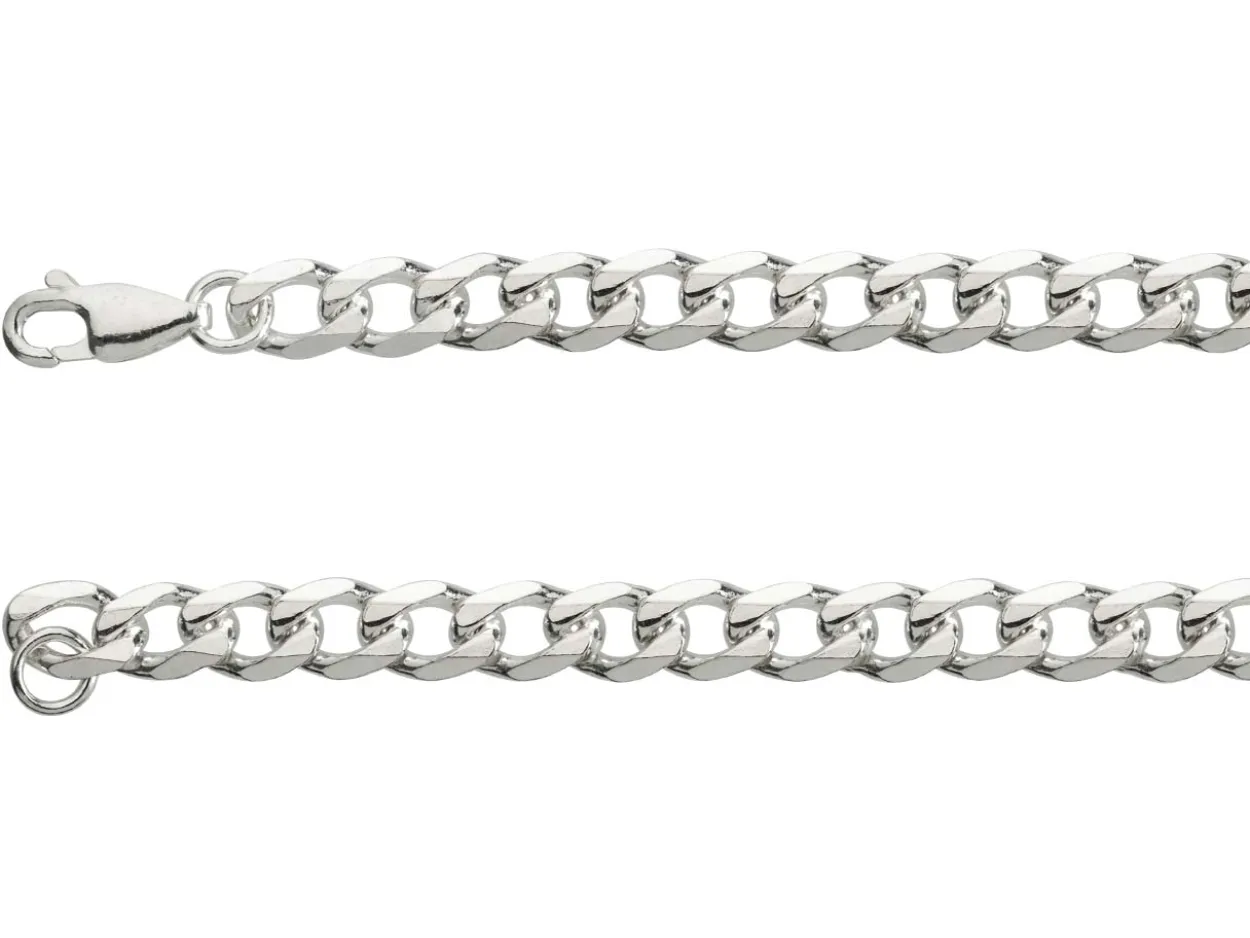Sterling Silver 5.2mm Diamond Cut Metric Curb Chain 20"/50cm Hallmarked