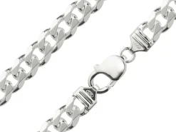 Sterling Silver 9.2mm Diamond Cut Metric Curb Bracelet 8.5"/21cm Hallmarked