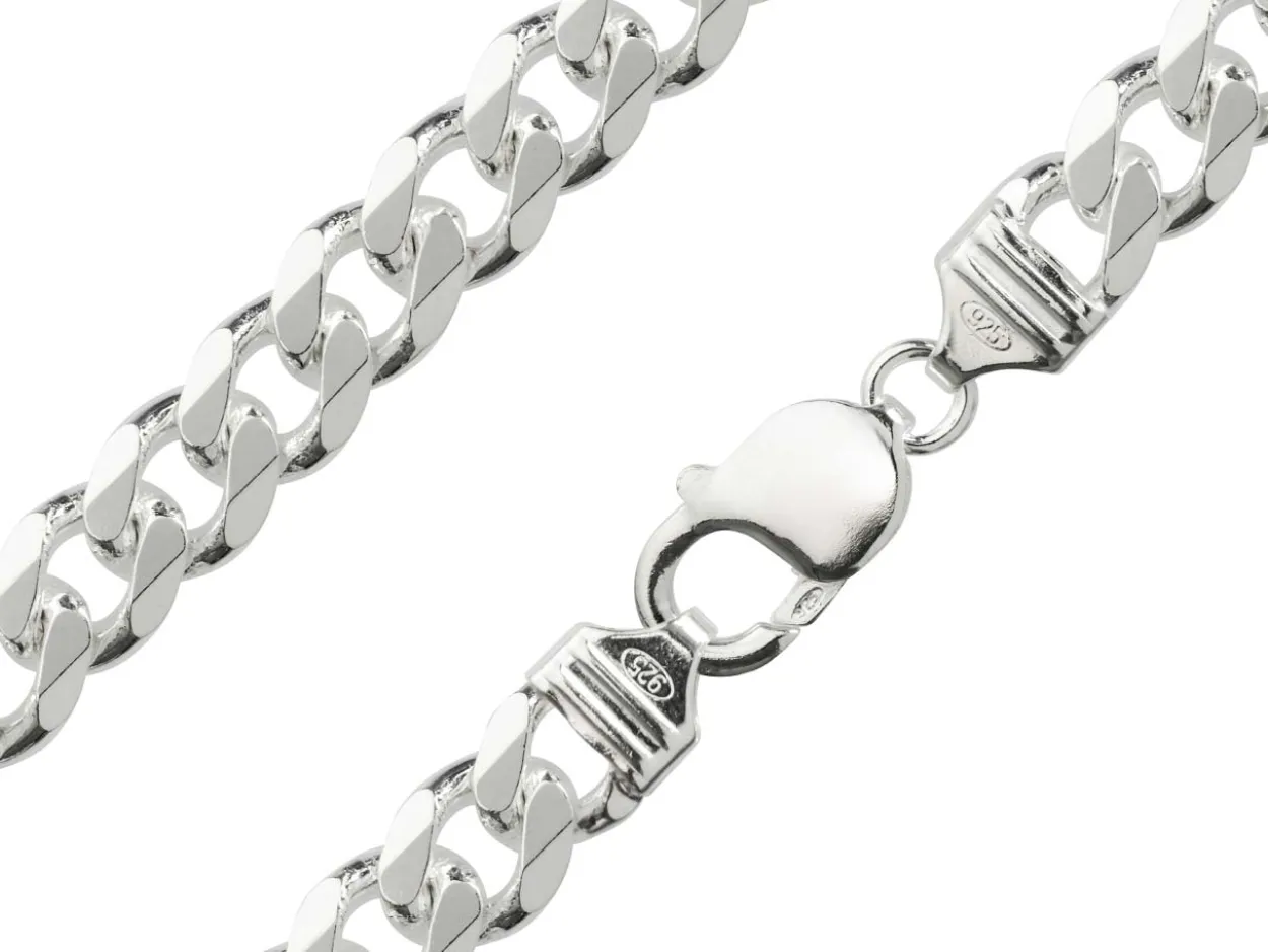 Sterling Silver 9.2mm Diamond Cut Metric Curb Bracelet 8.5"/21cm Hallmarked