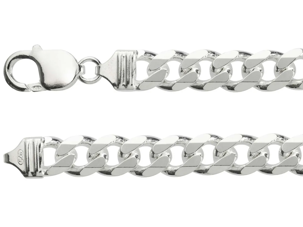 Sterling Silver 9.2mm Diamond Cut Metric Curb Bracelet 8.5"/21cm Hallmarked