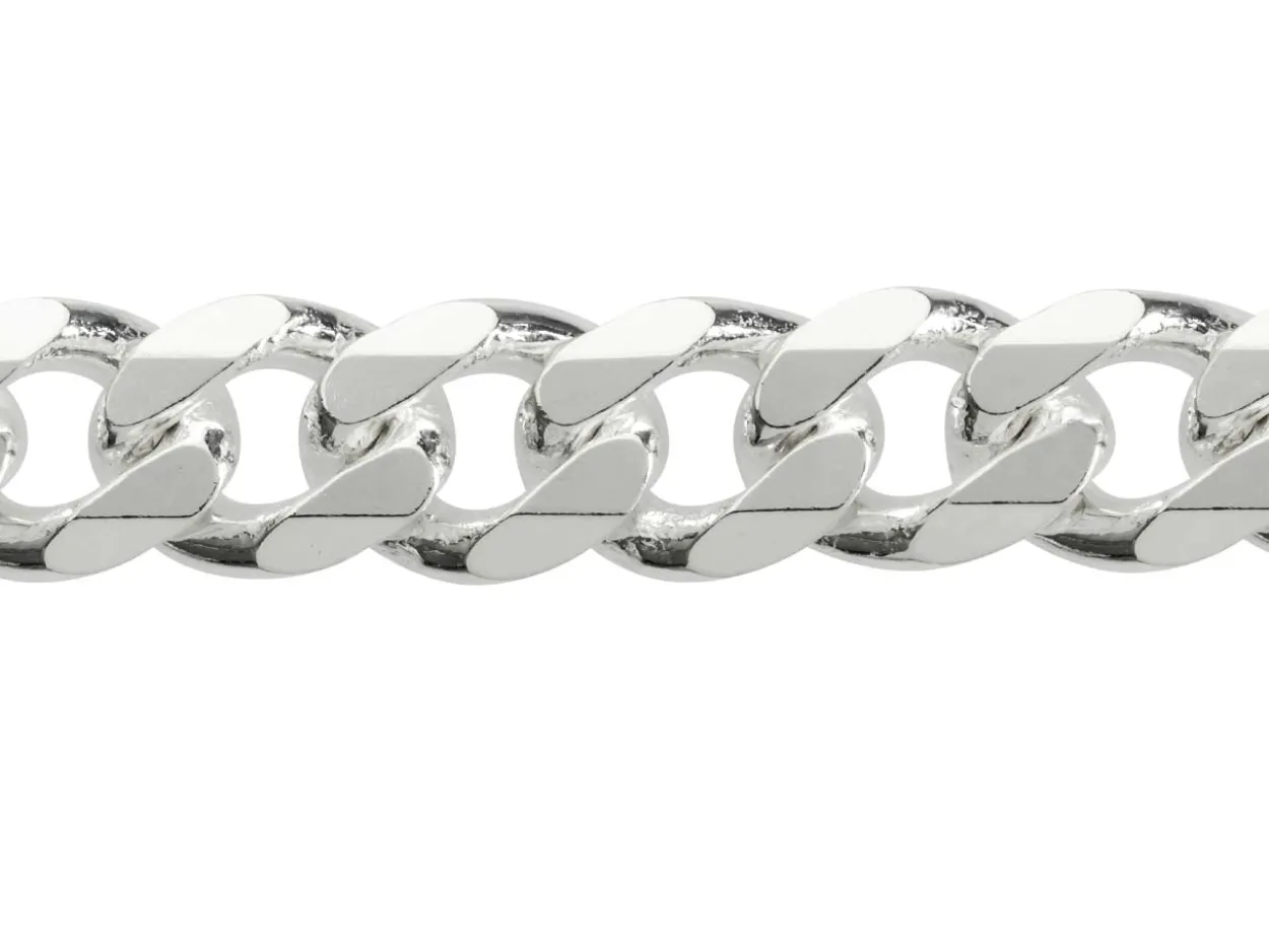 Sterling Silver 9.2mm Diamond Cut Metric Curb Bracelet 8.5"/21cm Hallmarked