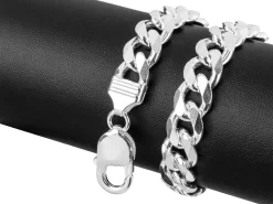 Sterling Silver 9.2mm Diamond Cut Metric Curb Bracelet 8.5