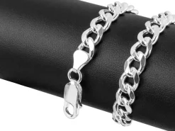 Sterling Silver 7.6mm Diamond Cut Metric Curb Bracelet 8.5