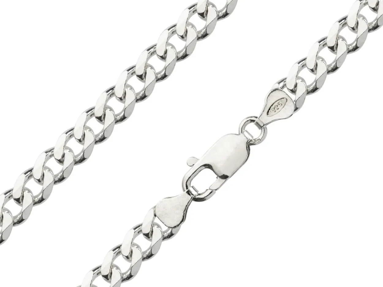 Sterling Silver 6.5mm Diamond Cut Metric Curb Chain 18"/45cm Hallmarked