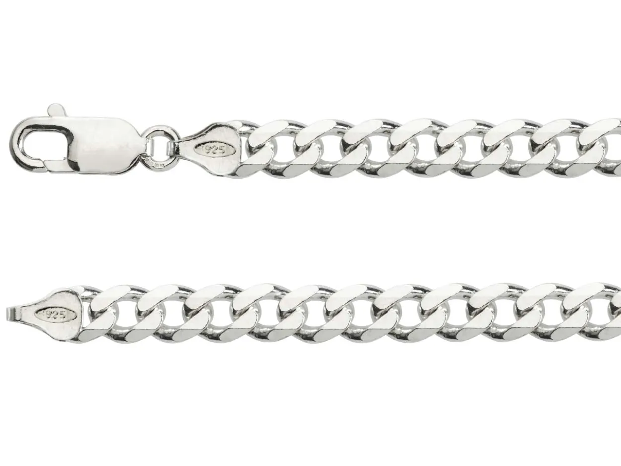 Sterling Silver 6.5mm Diamond Cut Metric Curb Chain 18"/45cm Hallmarked