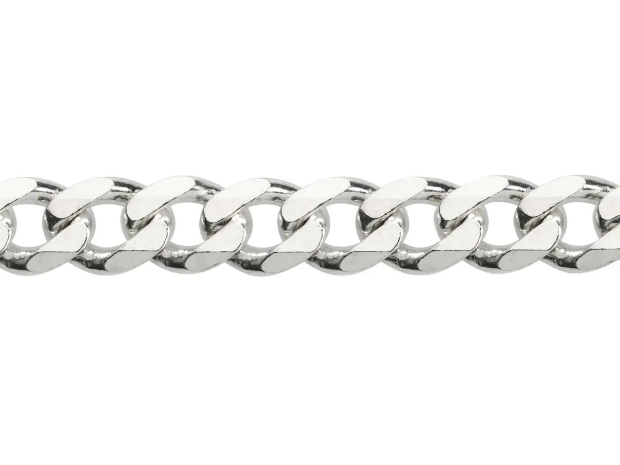 Sterling Silver 6.5mm Diamond Cut Metric Curb Chain 18"/45cm Hallmarked